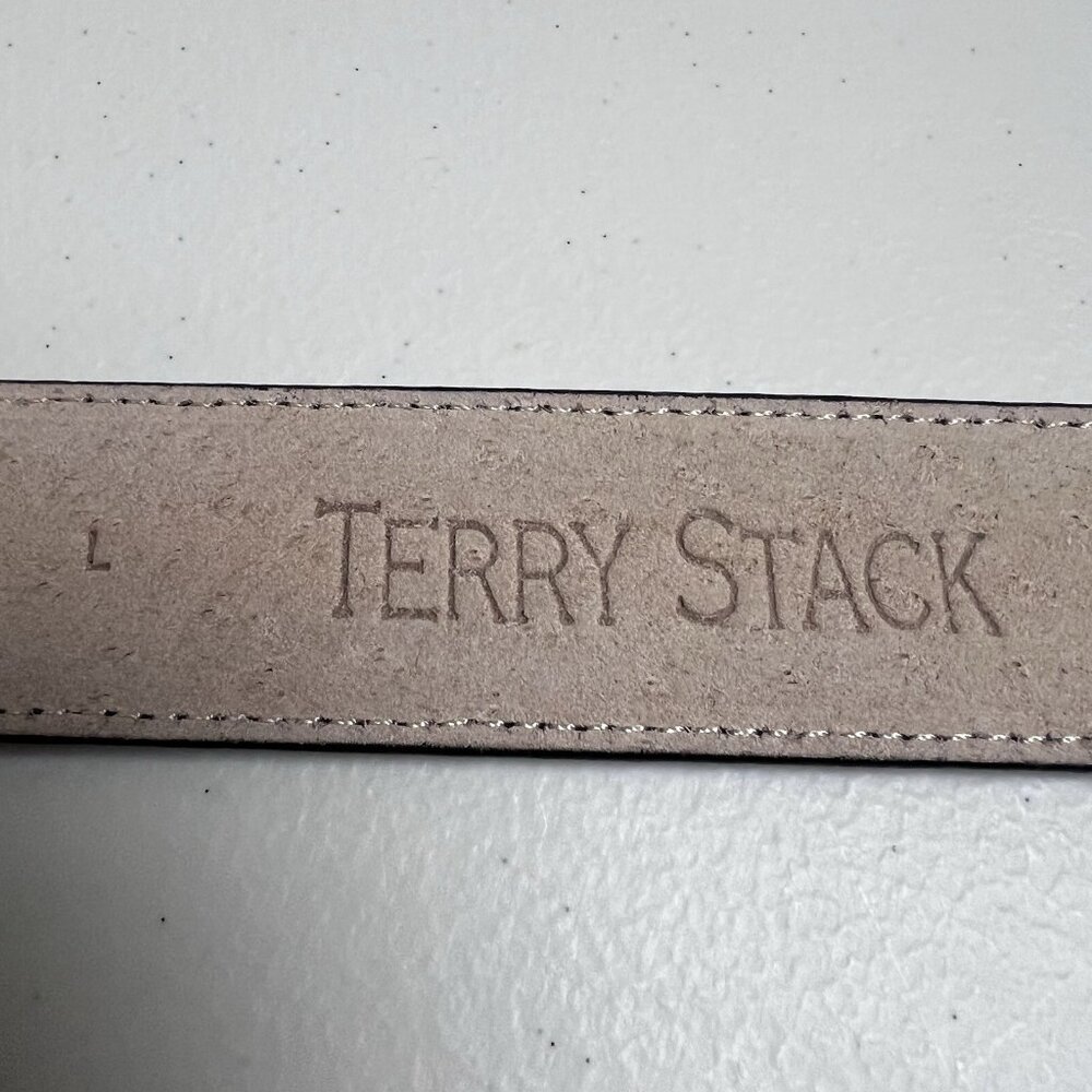 Terry Stack Italian Leather Hook‎ & Loop Belt Womens Size Large NO BUCKLE - Picture 7 of 9